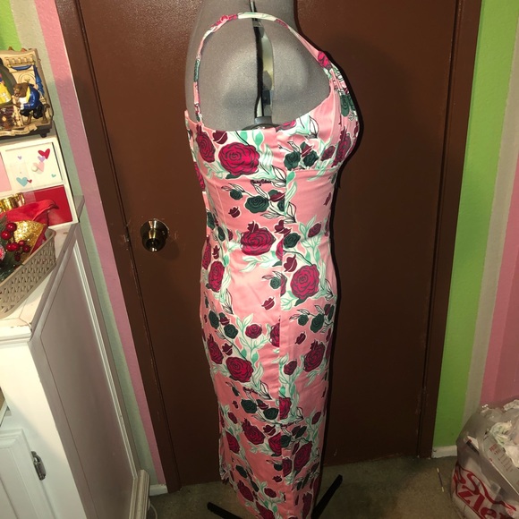 ***Sold *** Mary Blair red roses wiggle dress YS - Picture 2 of 6